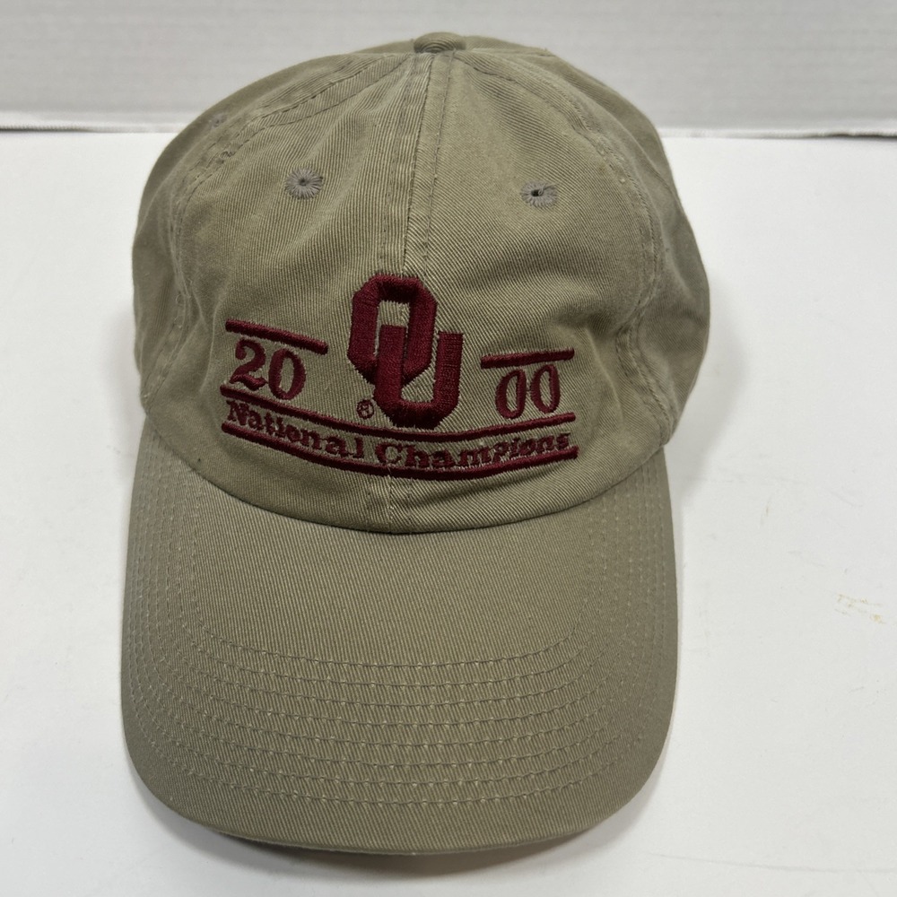 Vintage Oklahoma Sooners Hat The Game Tan Adjustable (1995) 2000 Champions Tan